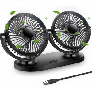 Yoyo - Ventilateur usb Mini Ventilateur Double T&ecirc;te Rotatif &agrave; 360&deg; Ventilateur Portable &agrave; 3 Vitesses pour Voiture/Table/Table/Camping/P&ecirc;che etc.