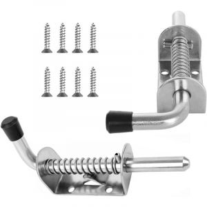 2 Pi&egrave;ces Verrou &agrave; Ressort, Loquet Ressort 10 &times; 128 mm, Boulons &agrave; Ressort Inoxydable, P&ecirc;ne Coulissant, Avec vis de Montage, pour Portes, Fen&ecirc;tres