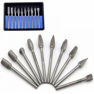 Soekavia - Fraises Rotatives en Carbure de Tungstène - Set de 10Pcs pour Outils Rotatifs Dremel, Meuleuse et Travaux du Bois