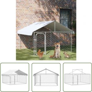 The Living Store - Chenil ext&eacute;rieur avec toit 200x200x150 cm - Niche Pour Chien - Chenil Exterieur - Abri Pour Chien - Refuge Pour Chien - Enceinte