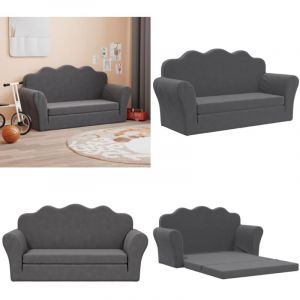 Vidaxl - Canap&eacute;-lit pour enfants 2 places anthracite peluche douce - Canap&eacute; Enfant - Canap&eacute; Lit Enfant - Mobilier B&eacute;b&eacute; - Meubles Enfant - Fauteuil