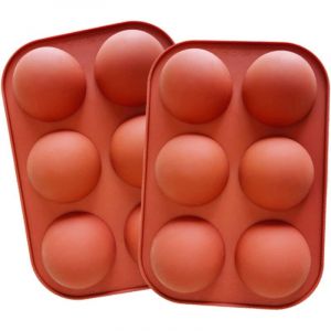 Moule Silicone Demi-Sph&egrave;re, 2 paquets Silicone Moules de Cuisson, Rond Moule pour la Fabrication de Boule Chocolat, G&acirc;teau, Pudding, Mousse de D&ocirc;me