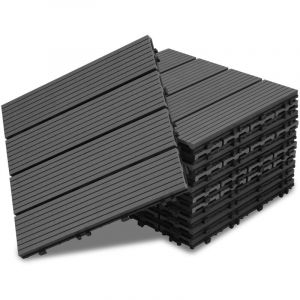 Caillebotis dalles terrasse 55 mbo&icirc;tables installation tr&egrave;s simple petits carreaux composite plastique imitation bois Noir - Swanew