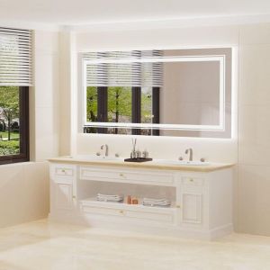 Luvodi - Miroir Salle de Bain Lumineux Doubles Bandes led Anti-Buée avec Eclairage Interrupteur Tactile - 140 x 70 cm