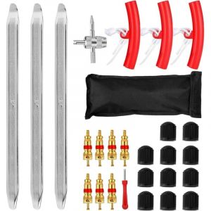 Lablanc - Lot de 27 démonte-pneus - 30 cm - Avec 3 protections de jante - Outil de montage pour moto, vélo, voiture, scooter