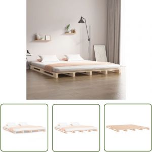 Lit de palette 180x200 cm bois de pin massif très grand - Lit Plateforme - Lit Bois - Lit Design - Lit Double - Lit Super King - The Living Store