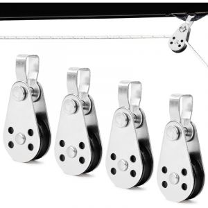 Lot de 4 poulies de renvoi pour cordes, c&acirc;ble en acier inoxydable, pour cordes de 2 mm &agrave; 8 mm, poulie de d&eacute;viation, treuil oscillant, convient