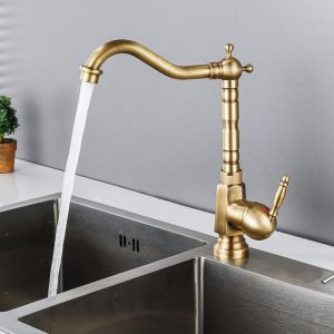 Robinet de cuisine antique, robinet de cuisine r&eacute;tro rotatif &agrave; 360 &deg;, haute pression, vintage, robinet, mitigeur monocommande en laiton