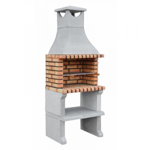 Movelar - Barbecue préfabriqué à bois et charbon en béton réfractaire modèle Naples xl (Gris, Orange - 76 x 58 x 207 cm) ref: 3610/2 - Cuisine