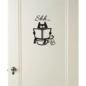 Csparkv - Stickers Muraux Chambre Salon Cuisine Citations Toilette Chat Cartoon Deco Amovible Mur Tv Sticker Murals (20cm x 14cm)