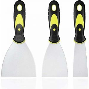 3 Pi&egrave;ces Jeu de Spatules en Acier Inoxydable, Couteau &agrave; Enduire avec Spatule &agrave; Manche en Plastique, Rayures de Couteau &agrave; Palette, Spatule Bricolage