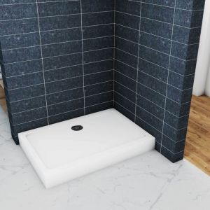 Ocean Sanitaire - Oc&eacute;an Receveur de douche L.110 x l.90cm blanc, rectangulaire, Extra-plat avec le kit de plinthe, 9 pieds, bonde de douche et siphon