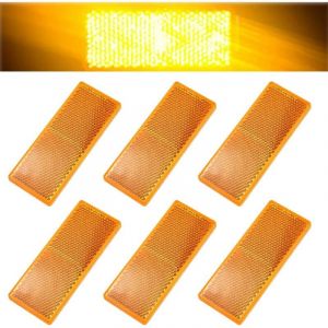 Ersandy - 6 pcs Catadioptre Rectangulaire Jaune 10 4cm Catadioptre Remorque Autocollant Catadioptre Moto Adhesif Catadioptre Camion Reflecteur