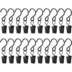Aougo - 20 Pi&egrave;ces Pince Rideaux, Pinces Rideaux, Pinces Metal Rideau, Petits Rideaux Clips Crochets, Rideaux de Douche Clip Crochets, Clips de