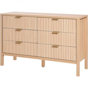 Mophorn - Commode à 6 tiroirs avec façade cannelée, meuble de rangement en bois équipé de glissières et dispositif anti-basculement, design