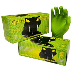 Boite de 100 gants nitrile épais Green Mamba taille l, haute Résistance