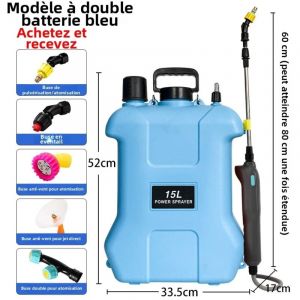 Pulv&eacute;risateur &Eacute;lectrique-15L Pulverisateur A Dos, Pulverisateur Lance Telescopique, 5 T&ecirc;Tes De Pulv&eacute;Risation Pro pour L'Arrosage des Fleurs, La
