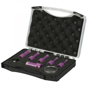 Coffret de 6 trépans diamant à sec pour meuleuse M14 - d. 6 - 8 - 10 - 12 - 18 - 22 mm - Céramique/Grès/Granit