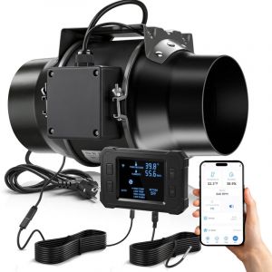 150 mm Ventilateur d&rsquo;extraction 683 m&sup3;/h WiFi APP, EC-Moteur 70 W 2800 RPM, avec Variateur de Fr&eacute;quence, 36-55 dB Extracteur A&eacute;rateur de Gaine,