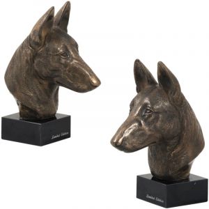 Berger Belge Malinois - statuette de chien, buste sur socle en pierre, sculpture, troph&eacute;e pour une exposition canine par Art-Dog