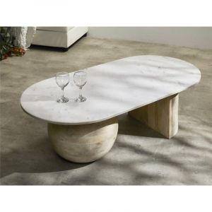 Table basse Sextans en manguier avec plateau en marbre 120 x 60 x 36 cm. 120 x 60 x 36 cm