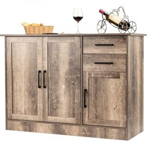 Buffet 3 Portes 2 Tiroirs avec Étagère Réglable, Buffet Salle à Manger 110 x 40 x 78 cm, Fermenture Magnétique, Meuble Bas Rustique, Meuble de