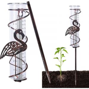 Fitags - Pluviomètre, pluviomètre en verre avec pointe en métal, pluviomètre décoratif en fer forgé, outil de mesure des précipitations, pluviomètre