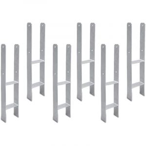 6x Ancrage de poteau Ancrage en h ancre pour abris de voiture,maisons sur pilotis durable H-ancre Ancrage de poteau encastr&eacute; 121MM - Einfeben