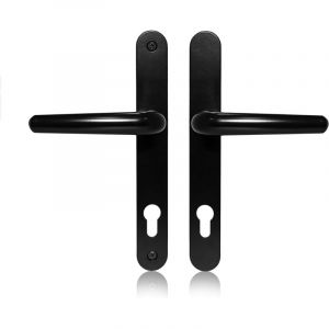 Poign&eacute;e de porte en aluminium et noir (190mm distance entre les trous de vis, 218mm au total) Longue plaque arri&egrave;re en , poign&eacute;e de porte d'entr&eacute;e en