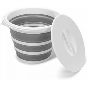 Gabrielle Seau Pliable 10 Litres Avec Couvercle Sceau Retractable 10l En Silicone Et Plastique Pour Camping, P&ecirc;che, Menage Etc.