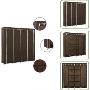 Garde-robe avec 4 compartiments Marron 175x45x170 cm - Armoire - Meuble Rangement - Armoire Penderie - Placard - Commode