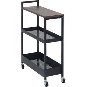 Relaxdays chariot pour niche, 3 niveaux, style industriel, HxLxP:70x20x50 cm, SDB/cuisine, m&eacute;tal, marron/noir