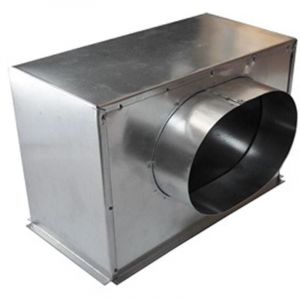 Plénum de soufflage acier sortie latérale - Largeur: 400mm - profondeur: 150mm - Ø200mm