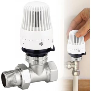 T&ecirc;te thermostatique &agrave; t&ecirc;te thermostatique, kit thermostat complet, forme canal, vanne de radiateur en laiton, vanne de radiateur, vanne de chauffage,