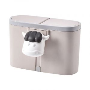 Poubelle pour Bureau Table Basse de Bureau Cuisine Petite Poubelle en Plastique Coloré Poubelle en Plastique Spin Cover Bucket(rose abricot)