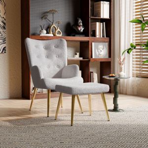 Tanant - Fauteuil relax, Fauteuil à Bascule en peluche - avec douce repose pieds, Fauteuil de télévision, en Peluche, Design élégant - Gris clair