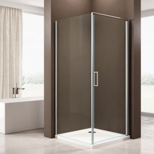 Paroi de douche d'angle, en verre véritable nano de 6mm EX416S - Hauteur 195 cm - 80x80cm, sans receveur - Bernstein