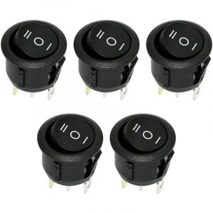 RIIEYOCA Interrupteur &agrave; bascule rond 5 pi&egrave;ces, interrupteur &agrave; bascule 3 broches 3 positions interrupteur &agrave; bascule &agrave; bascule ON-Off 6A/250V AC (noir)