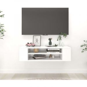 Maison Chic - Meuble TV-Banc TV-Meuble T&eacute;l&eacute; suspendu Blanc 100x30x26,5 cm Bois d'ing&eacute;nierie 610210