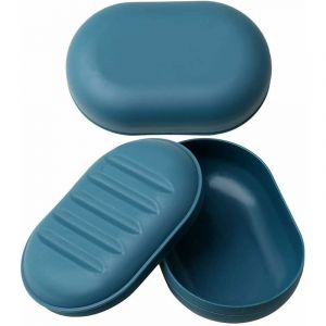 2 pi&egrave;ces porte-savon de voyage, bleu marine conteneur de savon en plastique douche bo&icirc;te &agrave; savon porte-savon avec couvercle pour salle de bain voyage
