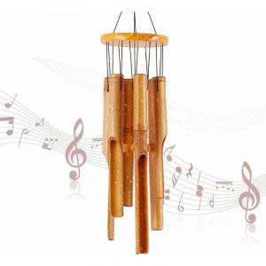 Carillon &eacute;olien en bambou - Cadeau comm&eacute;moratif - Carillon &eacute;olien en bois - Grand carillon int&eacute;rieur et ext&eacute;rieur - 81 cm - Pour jardin, cour,