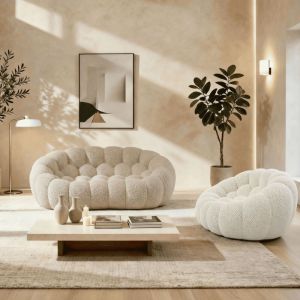 Coco Living Pack Cocoon Canap&eacute; sable + fauteuil - 3 places - blanc - 190 x 113 x 75 cm