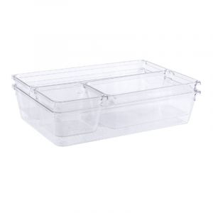 Boite Stockage pour Tiroir, Grand Bac Plastique pour Couverts et Autres Accessoires, Transparent,ensemble de 4 pi&egrave;ces - Sollbry