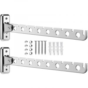 2Pcs Porte Cintre Mural &Eacute;tendoir Mural Sechoir Linge Cintre Mural Support de S&eacute;chage Rotation 90&deg; Porte-V&ecirc;tements Pliable Mural avec Vis et Chevilles