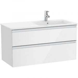 Pack Unik élément bas avec 2 tiroirs + lavabo the gap Roca Couleur : Blanc brillant - Dimensions : 1005x460x537 mm - Position du lavabo : Droite