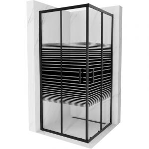 Mexen - Rio cabine de douche carr&eacute;e 90 x 90 cm, bandes, noire - 860-090-090-70-20