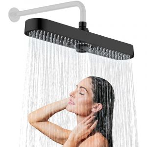 T&ecirc;te de Douche Carre, 3 Modes Pommeau de Douche Pluie, Tete de Douche Rotatif 360&deg;, Pommes de Douche Fixes Anti Calcaire, Pomme de Douche Pluie