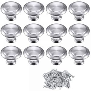 Lot de 12 Bouton de Meuble Bouton Porte Cuisine Rond Boutons de Porte Alliage de Zinc Bouton Porte Placard Chrom&eacute; Poli Bouton Porte Poign&eacute;e Cuisine