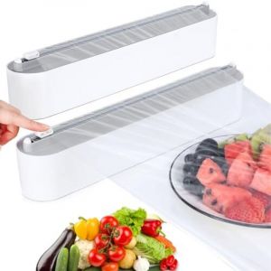 Distributeur magn&eacute;tique de film alimentaire (2 pi&egrave;ces), coupe-film alimentaire, support de film alimentaire avec coupe-film pour la cuisine,