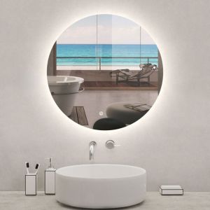 Acezanble - Miroir lumineux rond 90 x 90cm, dimmable + anti-buée + mémoire, miroir salle de bain led